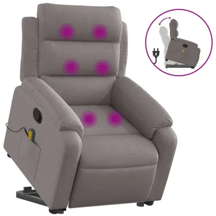 Fauteuil inclinable de massage Taupe Tissu 2