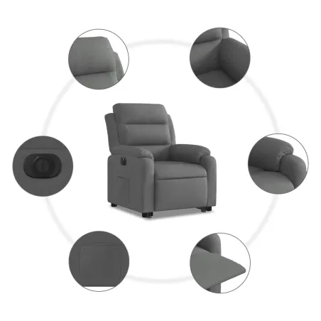 Fauteuil inclinable électrique gris foncé tissu