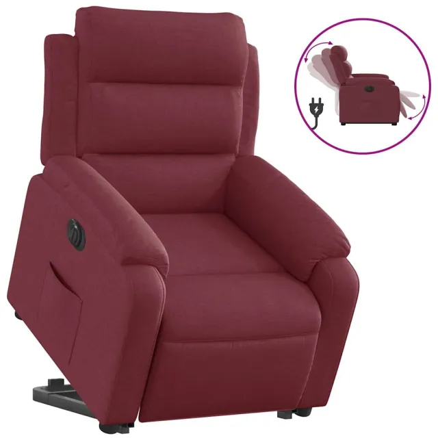 Fauteuil inclinable électrique rouge bordeaux tissu
