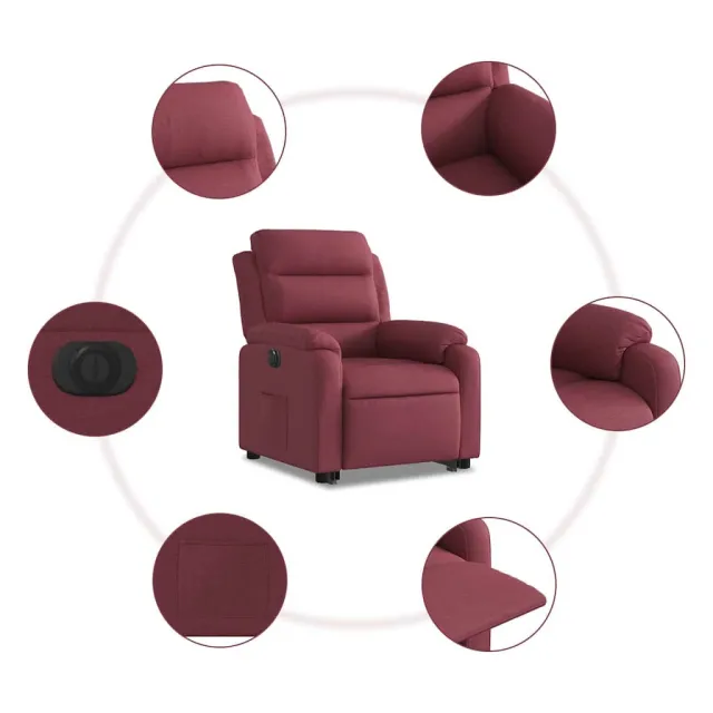 Fauteuil inclinable électrique rouge bordeaux tissu