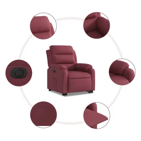 Fauteuil inclinable électrique rouge bordeaux tissu