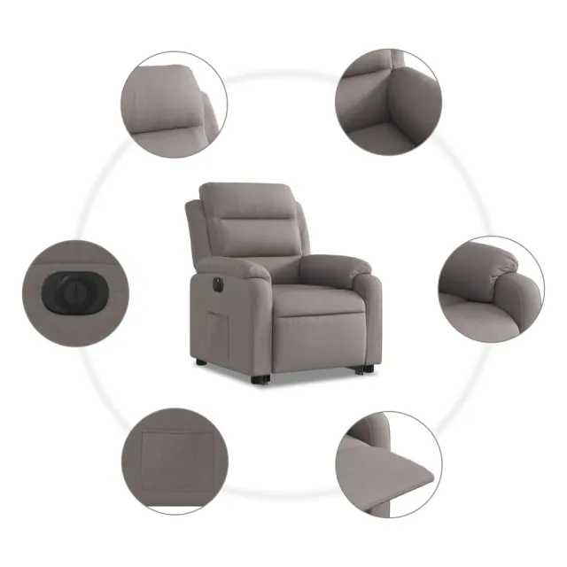 Fauteuil inclinable électrique taupe tissu