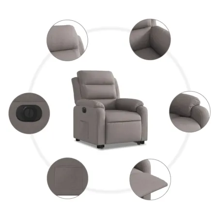 Fauteuil inclinable électrique taupe tissu
