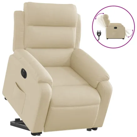 Fauteuil inclinable électrique crème tissu 2