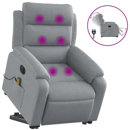 Fauteuil inclinable de massage électrique Gris clair Tissu 2