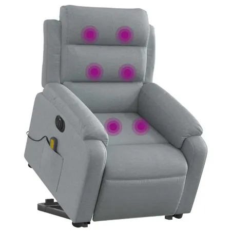 Fauteuil inclinable de massage électrique Gris clair Tissu