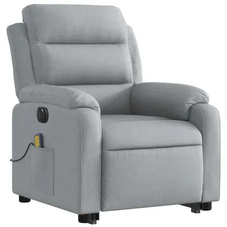 Fauteuil inclinable de massage électrique Gris clair Tissu