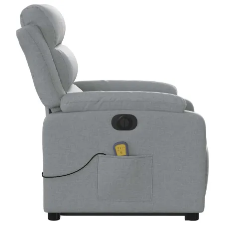 Fauteuil inclinable de massage électrique Gris clair Tissu