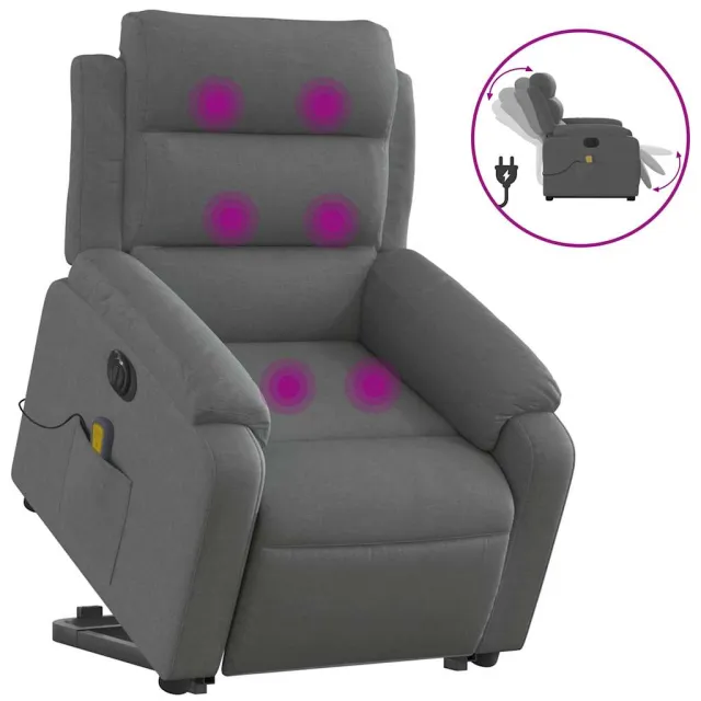 Fauteuil inclinable de massage électrique Gris foncé Tissu