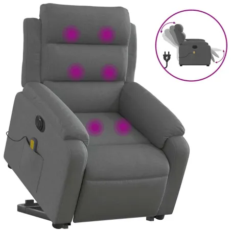 Fauteuil inclinable de massage électrique Gris foncé Tissu