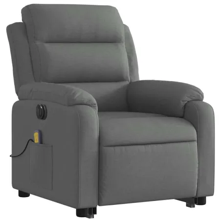 Fauteuil inclinable de massage électrique Gris foncé Tissu
