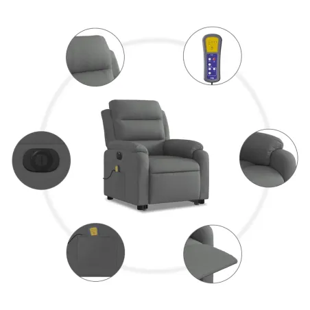 Fauteuil inclinable de massage électrique Gris foncé Tissu