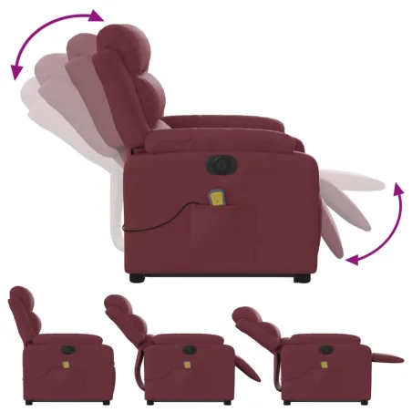 Fauteuil inclinable de massage électrique Rouge bordeaux Tissu