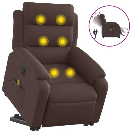 Fauteuil inclinable de massage électrique Marron foncé Tissu 2