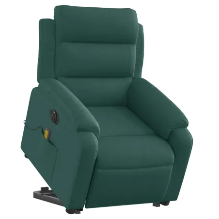 Fauteuil inclinable de massage électrique Vert foncé Tissu
