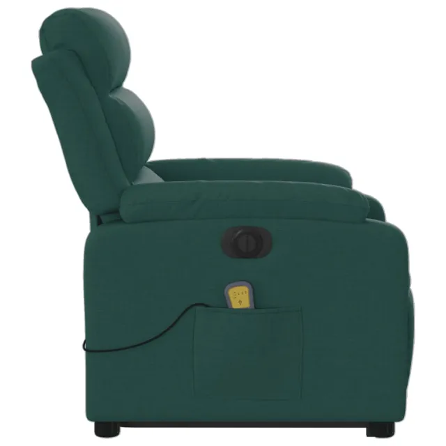 Fauteuil inclinable de massage électrique Vert foncé Tissu