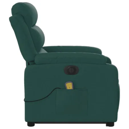 Fauteuil inclinable de massage électrique Vert foncé Tissu