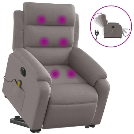 Fauteuil inclinable de massage électrique Taupe Tissu 2