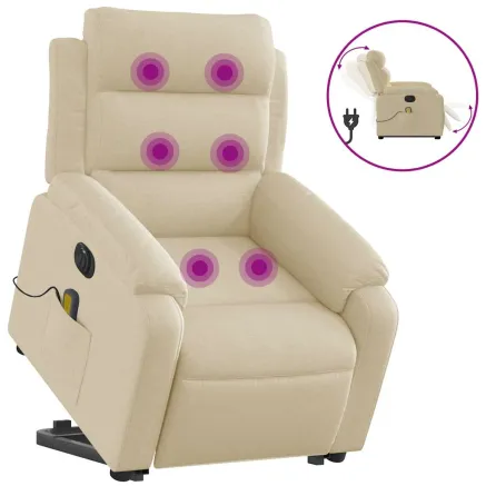 Fauteuil inclinable de massage électrique Crème Tissu 2