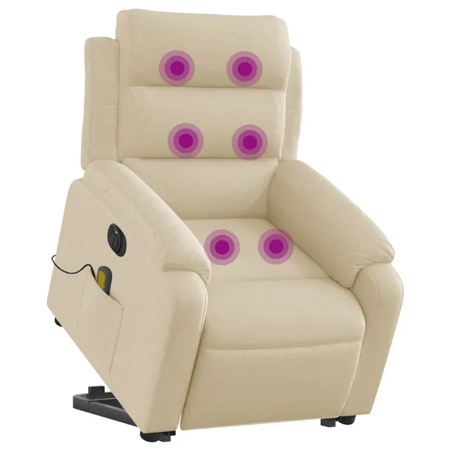 Fauteuil inclinable de massage électrique Crème Tissu