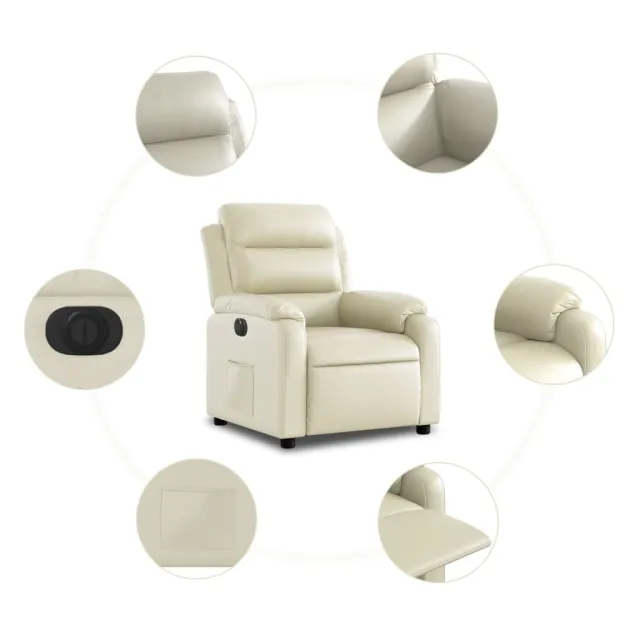 Fauteuil inclinable électrique Crème Similicuir