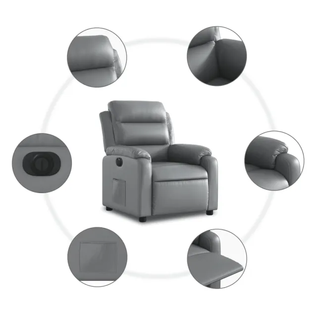 Fauteuil inclinable électrique Gris Similicuir