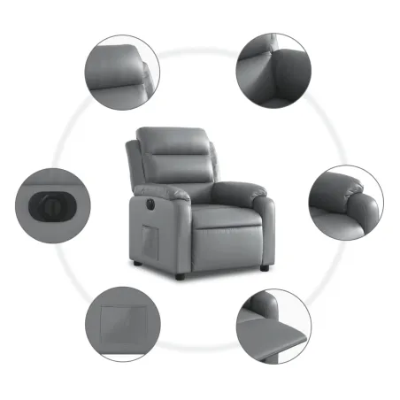 Fauteuil inclinable électrique Gris Similicuir