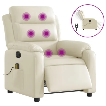 Fauteuil de massage inclinable électrique crème similicuir 2