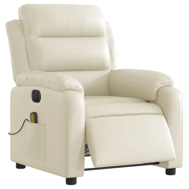 Fauteuil de massage inclinable électrique crème similicuir