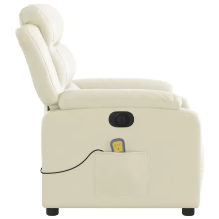 Fauteuil de massage inclinable électrique crème similicuir