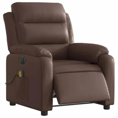 Fauteuil de massage inclinable électrique marron similicuir