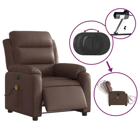 Fauteuil de massage inclinable électrique marron similicuir