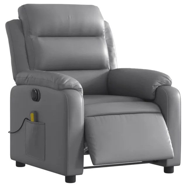Fauteuil de massage inclinable électrique gris similicuir