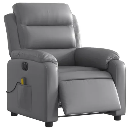Fauteuil de massage inclinable électrique gris similicuir