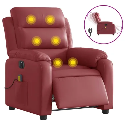 Fauteuil de massage inclinable électrique rouge bordeaux 2
