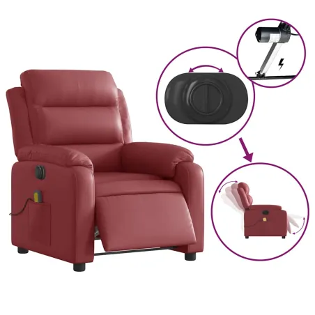 Fauteuil de massage inclinable électrique rouge bordeaux