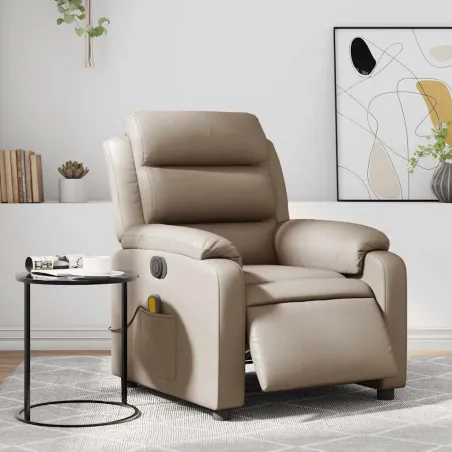Fauteuil de massage inclinable électrique cappuccino similicuir