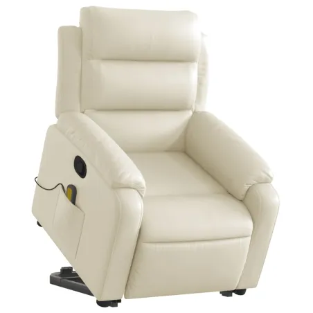 Fauteuil inclinable de massage Crème Similicuir