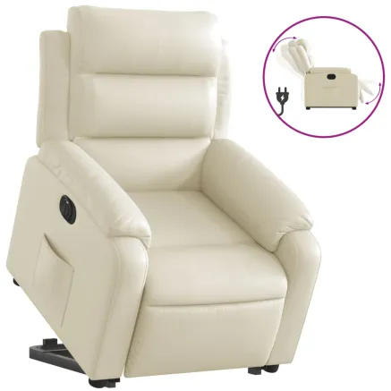 Fauteuil inclinable électrique crème similicuir 2