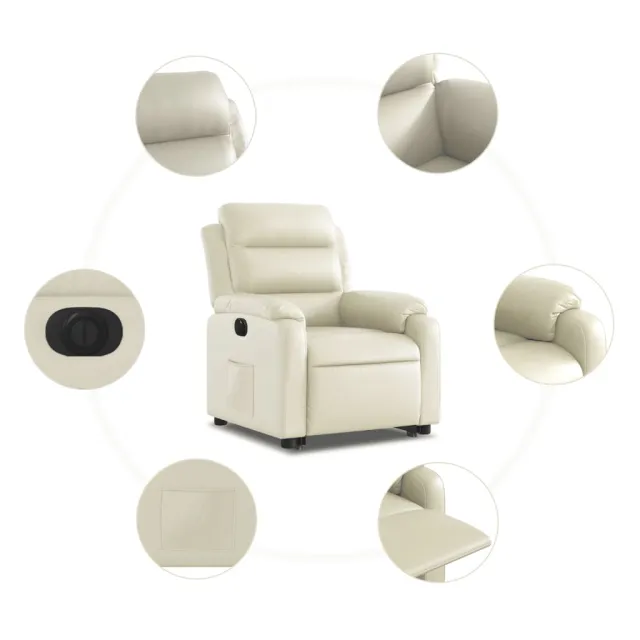 Fauteuil inclinable électrique crème similicuir