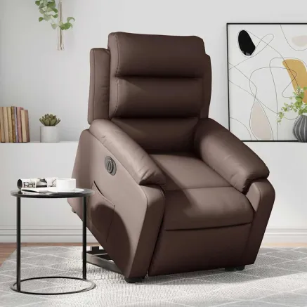Fauteuil inclinable électrique marron similicuir
