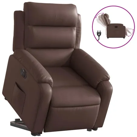 Fauteuil inclinable électrique marron similicuir