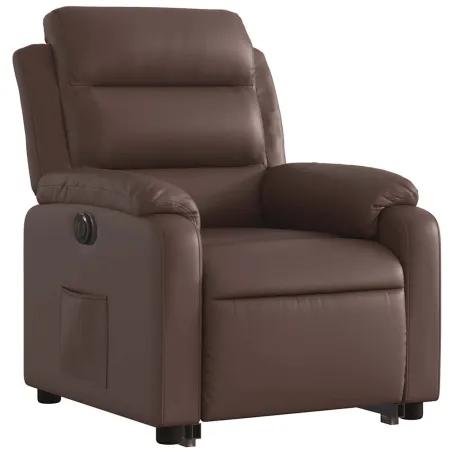 Fauteuil inclinable électrique marron similicuir