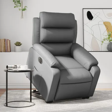 Fauteuil inclinable électrique gris similicuir