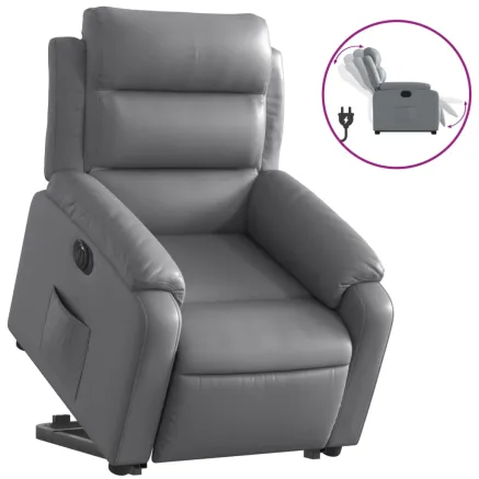 Fauteuil inclinable électrique gris similicuir 2