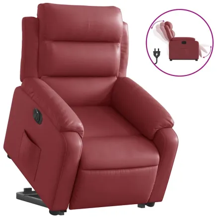 Fauteuil inclinable électrique rouge bordeaux similicuir 2