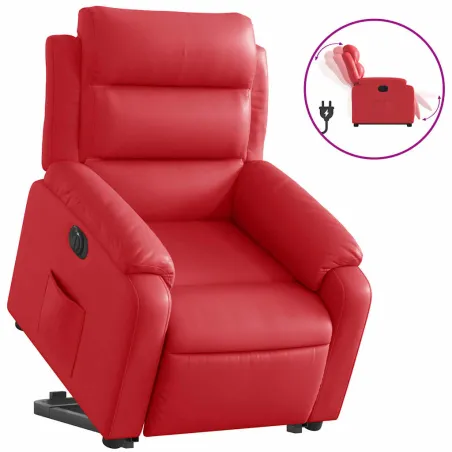 Fauteuil inclinable électrique rouge similicuir