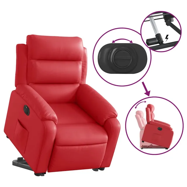 Fauteuil inclinable électrique rouge similicuir