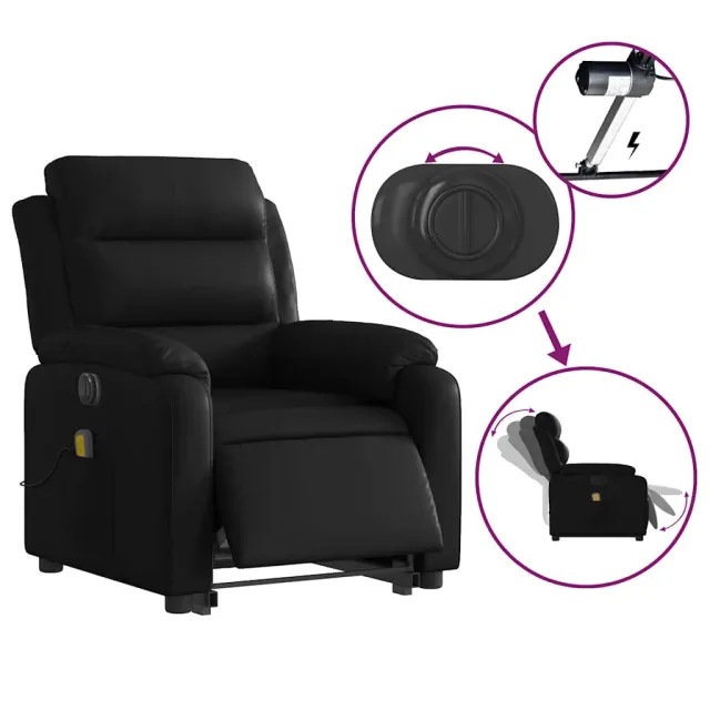 Fauteuil inclinable de massage électrique noir similicuir