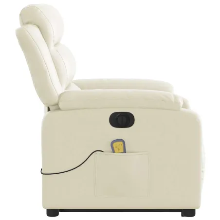 Fauteuil inclinable de massage électrique crème similicuir